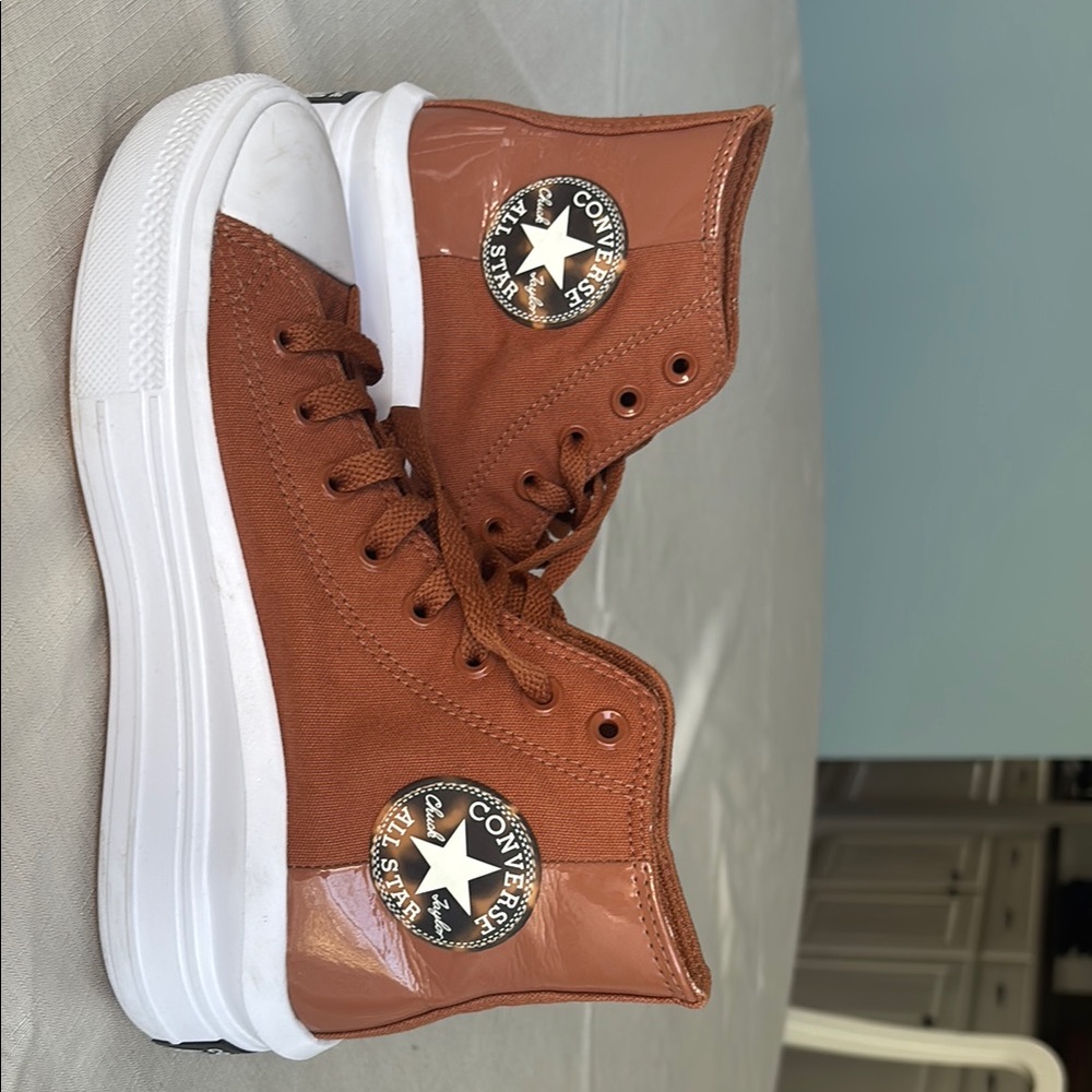 Converse High-Top Sneakers in Brown and White